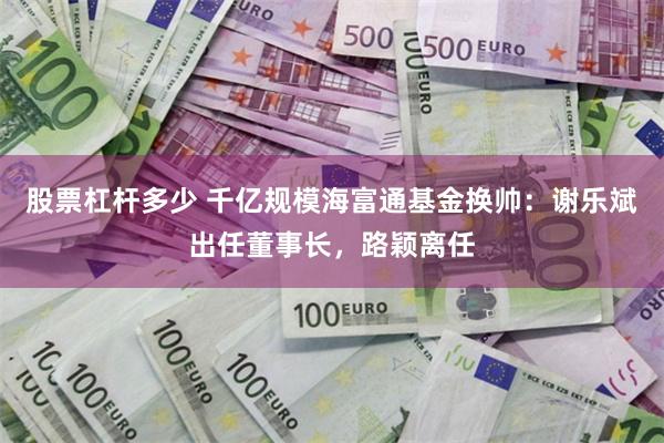 股票杠杆多少 千亿规模海富通基金换帅：谢乐斌出任董事长，路颖离任