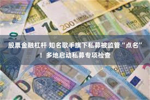 股票金融杠杆 知名歌手旗下私募被监管“点名”！多地启动私募专项检查